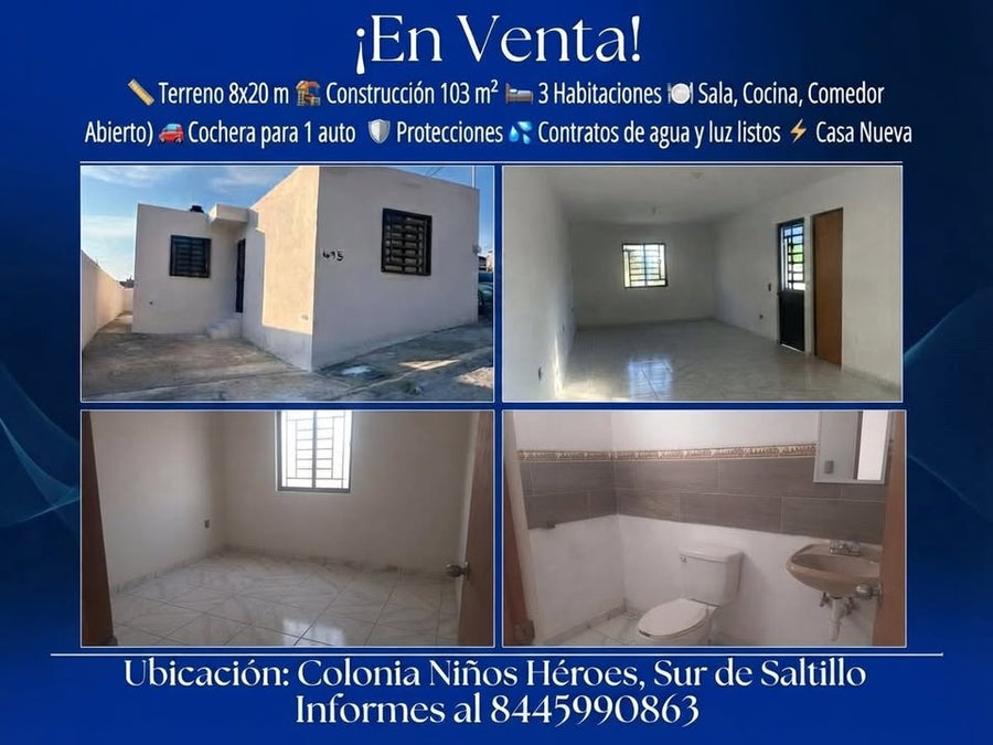 Niños Héroes, Saltillo: casa a la venta (3 rec. · 103 m²)