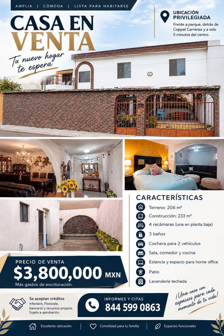 Casa para comprar en Zona Centro, Saltillo (4 rec. · 233 m²)