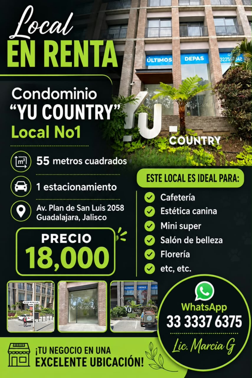 Lomas Del Country, Guadalajara: local comercial en renta (55 m²)